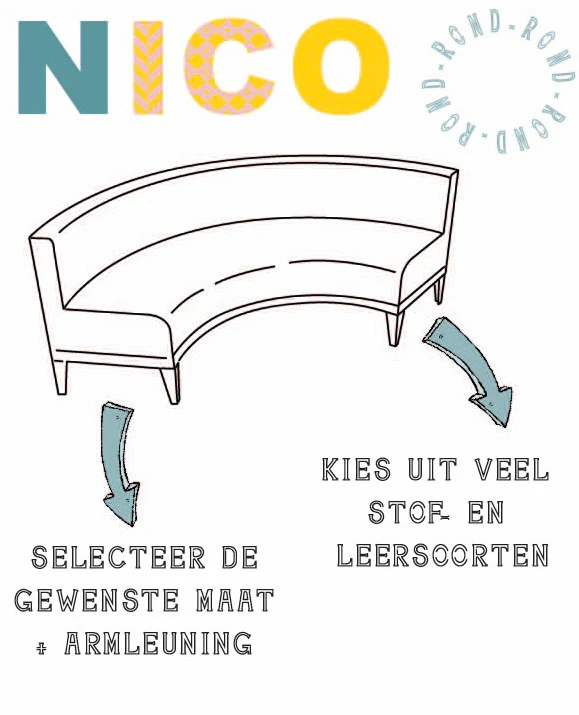 Eettafelbankje Nico rond - Afbeelding 3