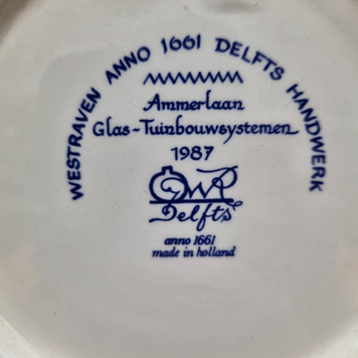 Delfts Blauw Wandbord “Los Hoes” – Westraven/Goedewaagen (1987) – Ø 20 cm - Afbeelding 3