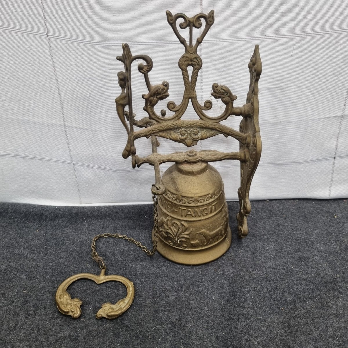 Antieke Koperen Deurbel – Massieve Decoratieve Hangbel met Drakenfiguren - Afbeelding 4