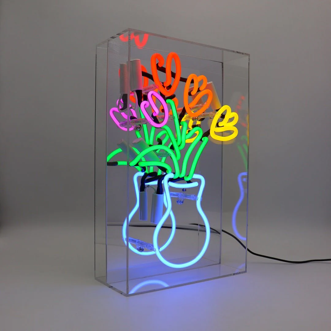 Glazen Neon Sign Vase of Tulips - Afbeelding 7