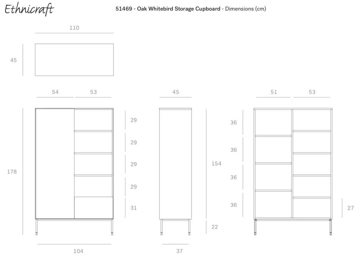 Ethnicraft Opbergkast Whitebird - Afbeelding 9