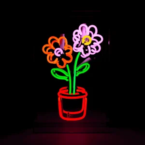 Glazen Neon Sign Flowers In Pot
